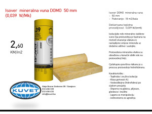 Isover DOMO - 50 mm staklena vuna u rolni (0,039 W/mK)