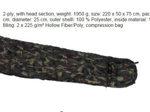 Vreća za spavanje, woodland, lining 450g qm, polyester
