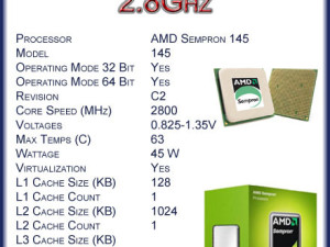 Procesor AMD Sempron 145 2,8GHz 1MB socket AM3