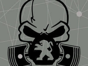 Auto naljepnice KOSTUR GLAVA PEUGEOT naljepnica stikeri