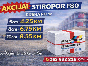 Stiropor Fasadni F80 5CM-4.25KM 8CM-6.75KM 10CM-8.55
