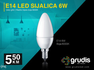 E14 LED SIJALICA 6W 6000K