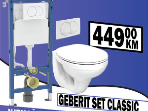 Ugradbeni vodokotlić GEBERIT, tipka, WC šolja sa daskom