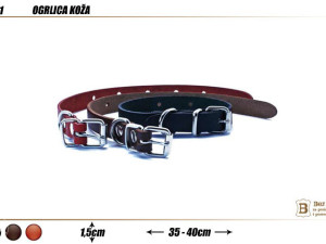 OGRLICA KAIŠ ZA PSA KOŽNA 1001 1,50CM ŠIRINA 35-40 DUŽINA