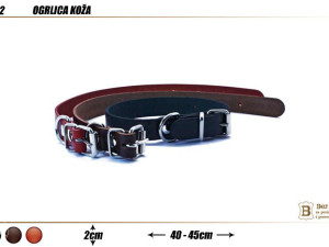 OGRLICA KAIŠ  ZA PSA KOŽNA 1002 2CM ŠIRINA 40-45CM
