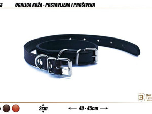 OGRLICA KAIŠ  ZA PSA KOŽNA 1003 - 2,00CM ŠIRINA 40-45 DUŽINA POST
