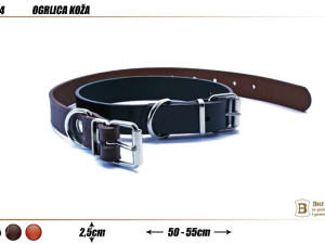 OGRLICA KAIŠ  ZA PSA KOŽNA 1004 2,50CM ŠIRINA 50-55CM