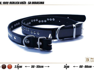 OGRLICA KAIŠ ZA PSA KOŽNA 1006 2,50CM ŠIRINA 55 SA UKRASIMA