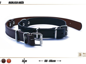OGRLICA KAIŠ  ZA PSA KOŽNA 1007 3,00CM ŠIRINA 60-66