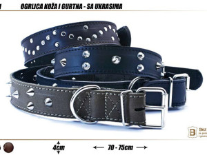 OGRLICA KAIŠ  ZA PSA KOŽNA 1011 1018-  4,00CM  70-75