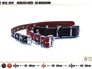 OGRLICA KAIŠ  ZA PSA KOŽNA 1013 -  2,00CM ŠIRINA 40-45
