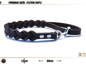 POVODAC KOŽA PLETENI DUPLI ZA PSA 1,50CM ŠIRINA - 60CM