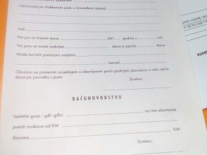 PUTNI NALOG ZA SLUZBENO PUTOVANJE  CIJENA 0,10KM