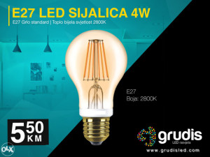 E27 LED SIJALICA 4W FILAMENT 2800K
