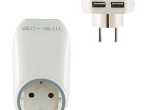 Punjač kućni za smartphone, 2xUSB, 2.1A   Schuko