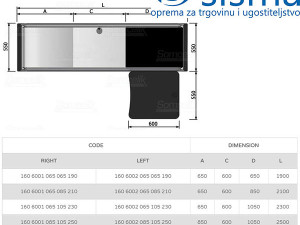 Blagajnicki pult kasa sa trakom od 1,9m do 2,9m