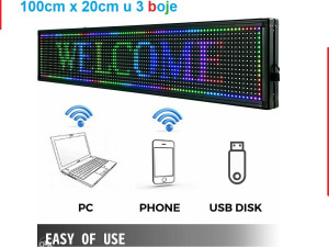 LED reklama display WiFi 100cm x 20cm u 3 boje
