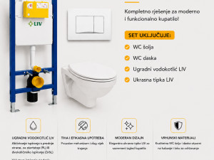 LIV ugradbeni vodokotlić, tipka, WC šolja sa daskom