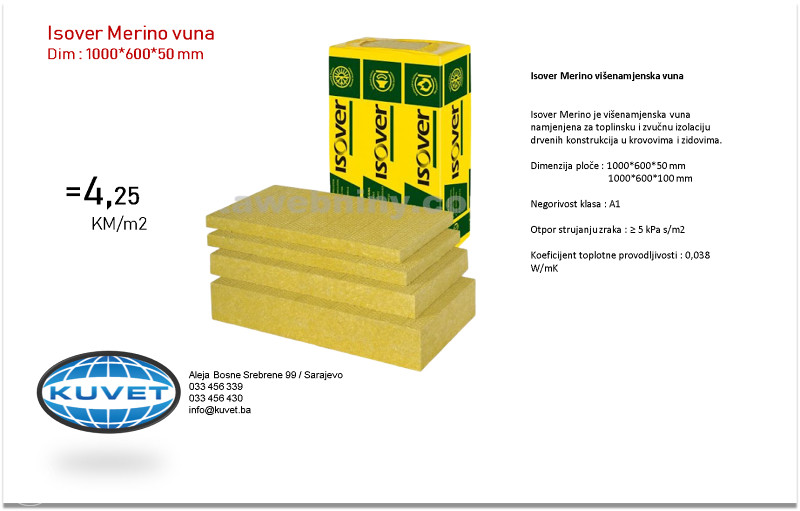 Isover Merino 50 mm, vuna za potkrovlja i zidove - Oprema za fasade i ...