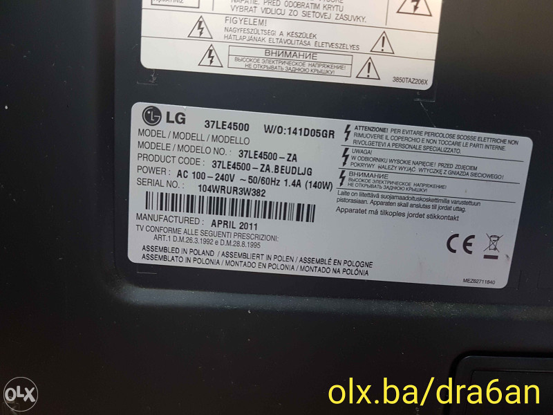 Téléviseur LED LG 37LE4500 - Écran Plat 37 Pouces D'occasion