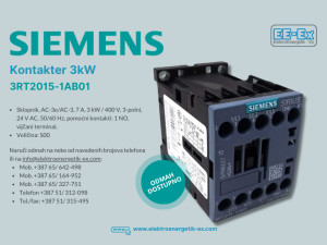 SIEMENS kontakter 3kW 3RT2015-1AB01 kontaktor/sklopnik