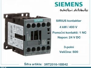 SIEMENS kontakter 4kW 3RT2016-1BB42 kontaktor/sklopnik