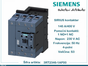 SIEMENS kontaktor 140A 400V 3RT2346-1AP00 sklopnik