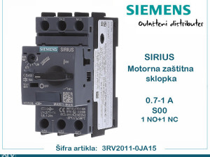 Motorna zaštitna sklopka 0.7-1 A S00 3RV2011-0JA15