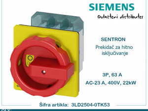 SIEMENS Grebenasta sklopka 3P 63A 22kW 3LD2504-0TK53