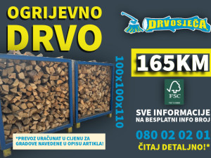 DRVOSJEČA Ogrijevna drva iscijepana u paleti 100x100x110cm