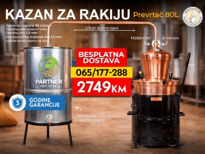 Kazan za rakiju sa kilerom PREVRTAČ 80 L Subotica
