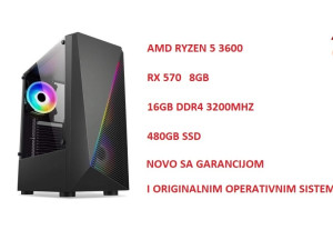 Racunar pc Ryzen 5 5600 16gb SSD 480gb RX 570 8gb rx580