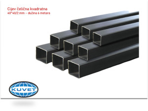 Cijev čelična kvadratna 40*40/2 mm, dužina 6 metara