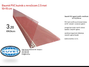 Baumit PVC kutnik s mrežicom 2,5 met