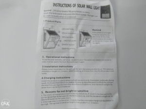 LED solarno zidno svjetlo, senzor pokreta, vodootporno