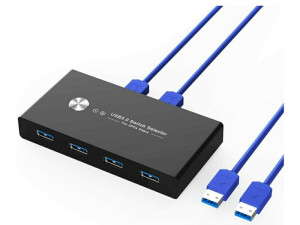 Rybozen USB 3.0 Switch ,2 Computer Hub 4 USB Switch Box