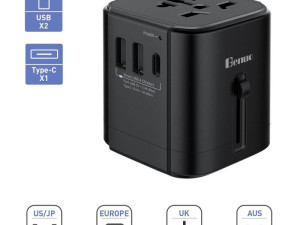 Univerzalni putni punjač, 2x USB   Type C US/UK/EU/AUS/JP travel