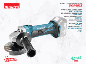 Makita AKU ugaona/kutna brusilica, DGA452Z