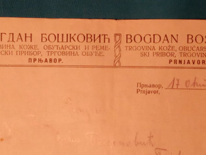 Rukom pisan račun faktura Prnjavor 1928. god.