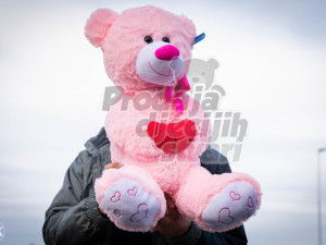 Plisani mekani medo / medvjed / mede sa srcem  - 60cm