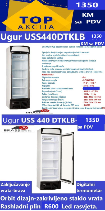 AKCIJA-Ugur USS 440 DTKL B komercijal rashladna vitrina