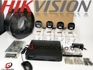 HIKVISION 5MP NOC U BOJI VIDEO NADZOR 4 KAMERE UGRADNJA