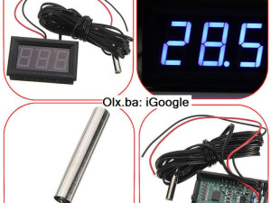 Digitalni LED termometar auto 5-12V -50~110C PLAVI