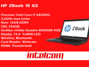 Laptop HP ZBook 15 G3 Workstation Core i7 6th gen. Quad Core