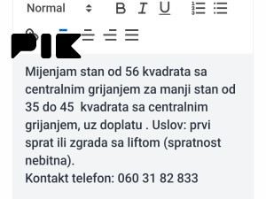 Zamjena za manji stan