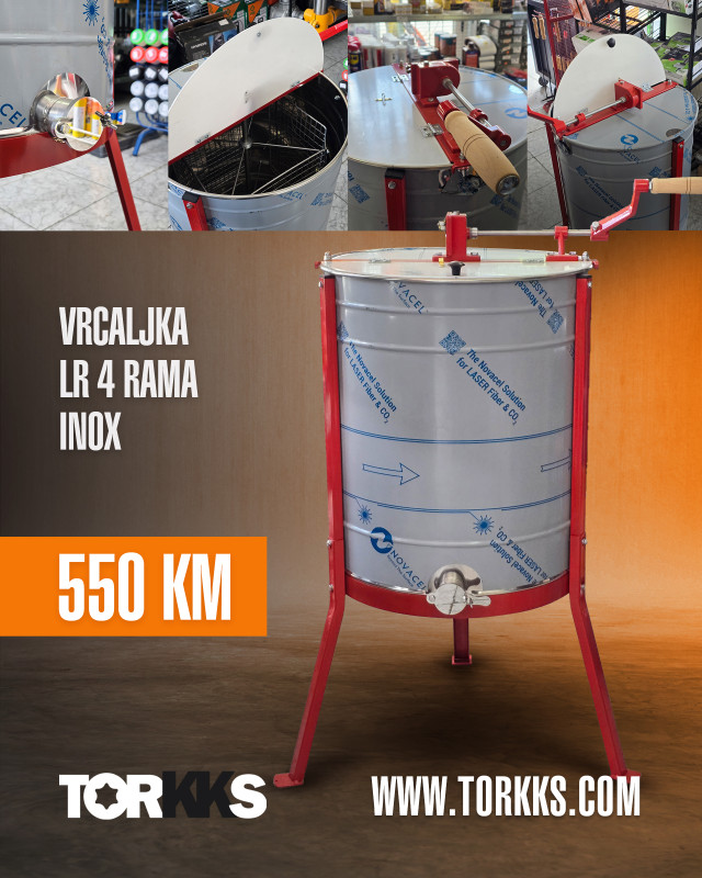 Vrcaljka za med 4 rama/okvira LR inox - Akcija/Rasprodaja