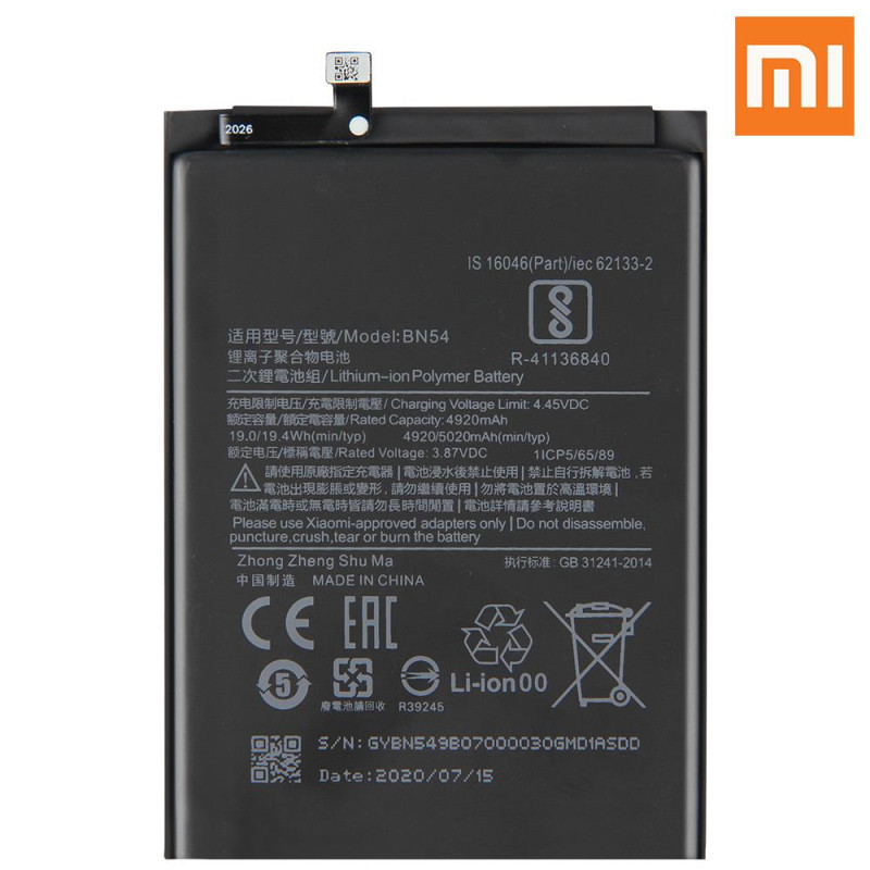 Xiaomi Baterija Redmi 9 Redmi Note 9 original BN54