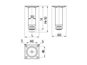Nogica 30x100mm Chrom