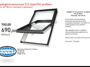 OPTILIGHT- krovni prozor PVC s opsavom 66*118 cm