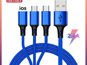 USB kabel 3 u 1 micro C type 8 pin iphone